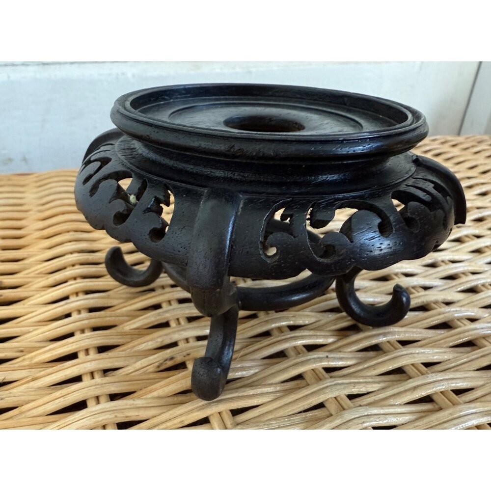 Antique Meiji 1910s Japanese Goldstone Cloisonne' Urn/ Stand Butterfly flower 7" - Picture 6 of 16